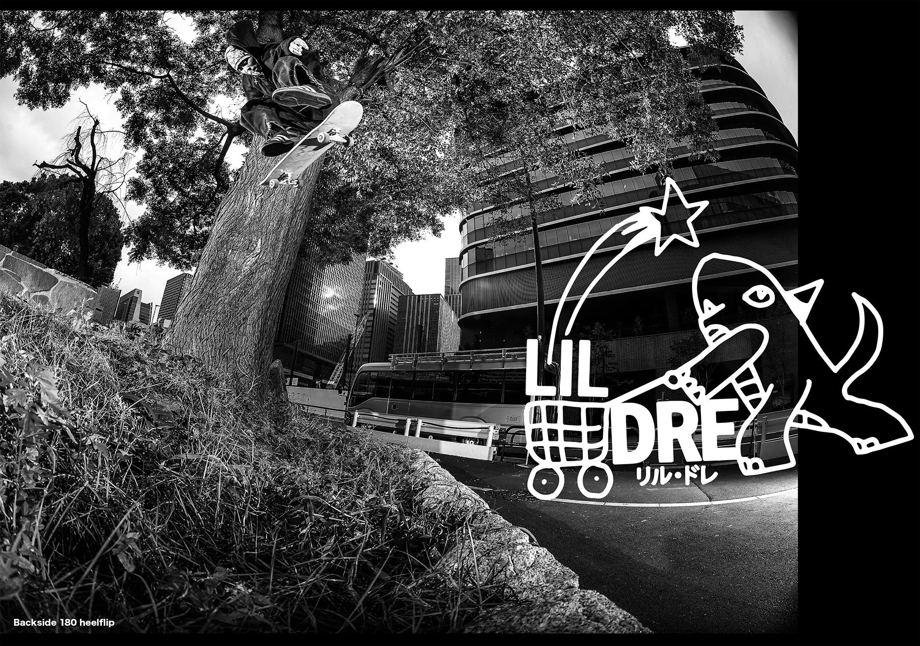 Lil Dre, backside 180 heelflip