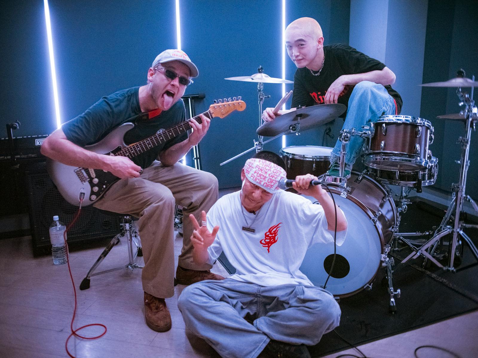 In studio with JSR band.