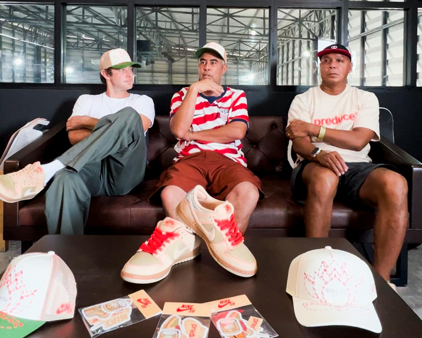 From left: Jake Anderson, Eric Koston, Danny Supa at Preduce Skateshop Bangkok.